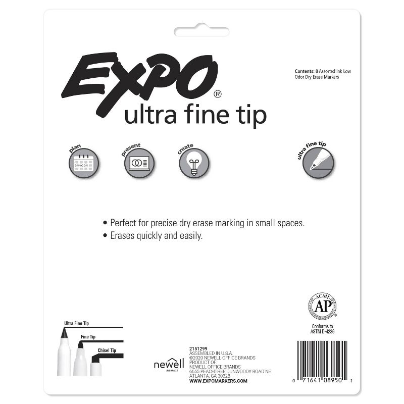8pk Dry Erase Marker Ultra Fine Tip Multicolor - Expo