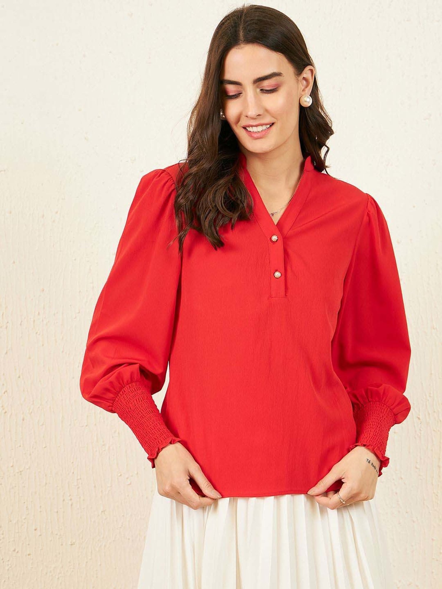 Carlton London Red Regular Fit Top