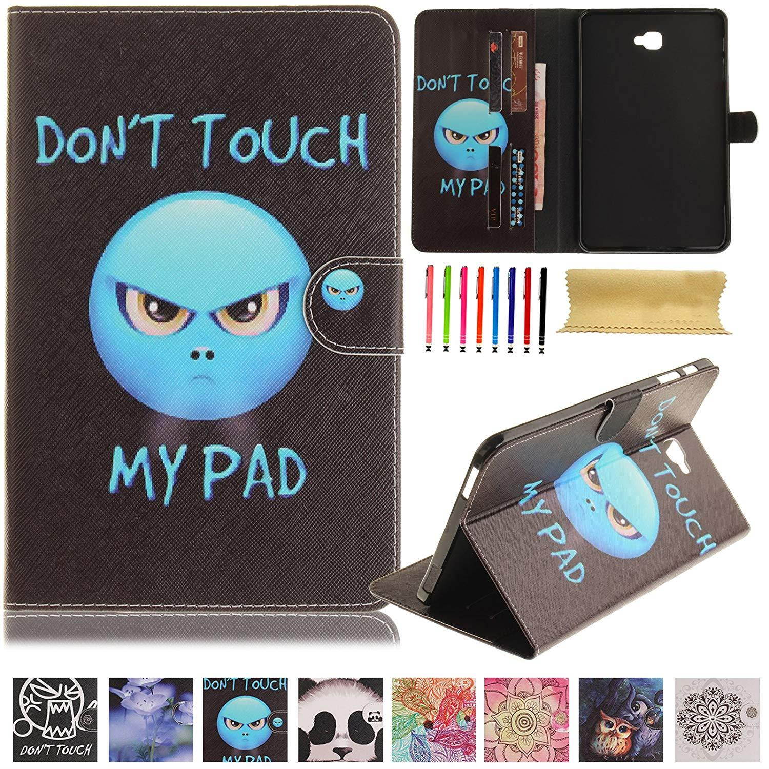Galaxy Tab A 10.1 T580 Case,UUcovers Cute Cartoon PU Leather Protective Magnetic Closure Flip Stand Wallet Case for Samsung Galaxy Tab A 10.1 T580-Angry