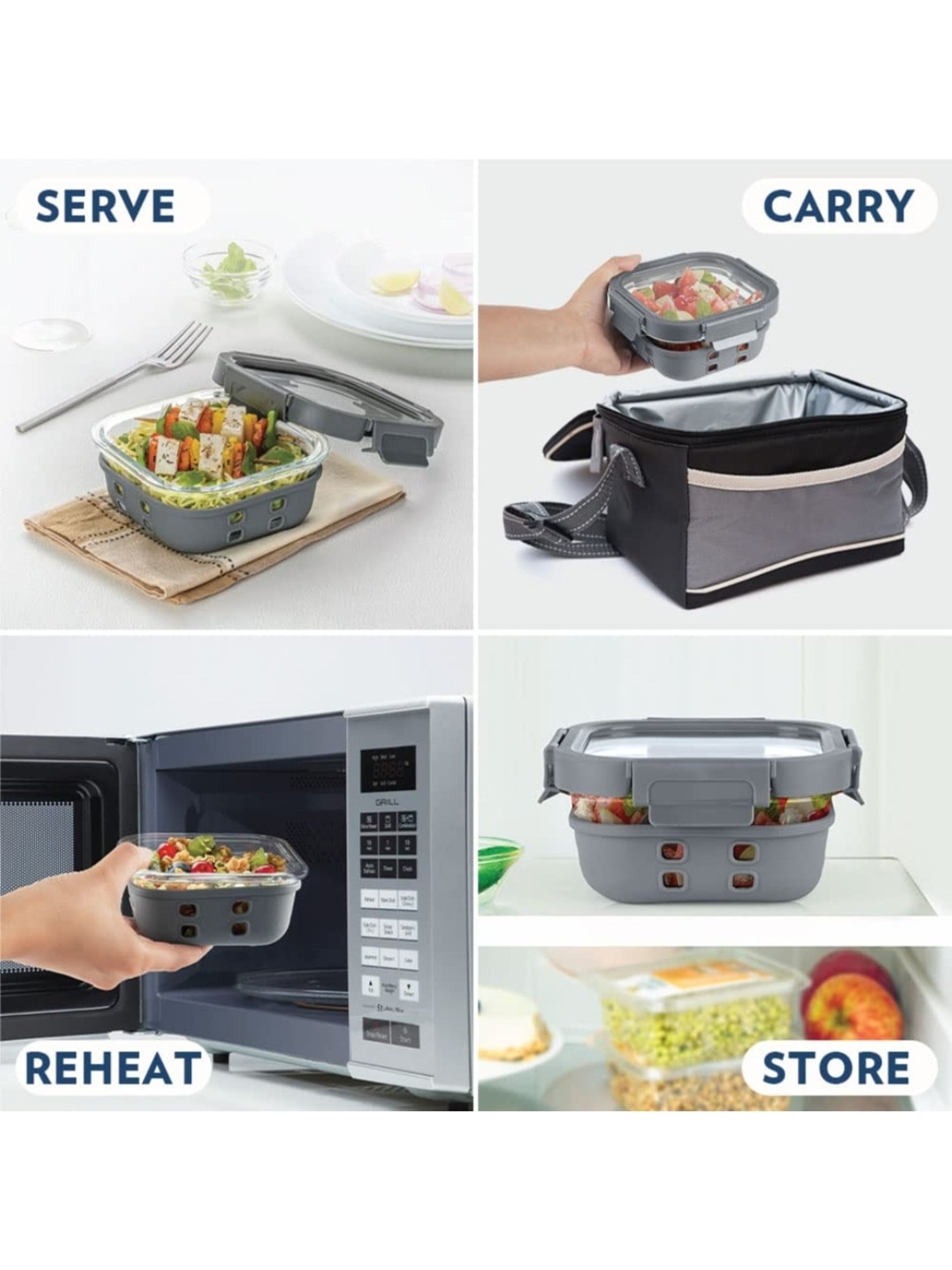 Borosil Transparent Glass Containers (320 ml)