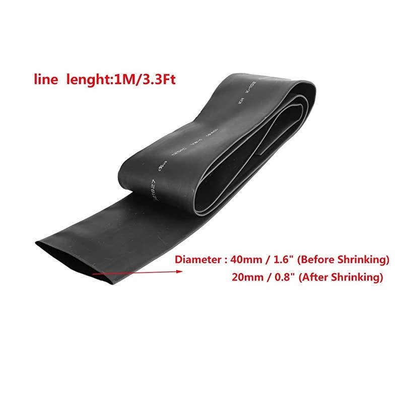 2:1 Shrink Ratio Insulation Heat Shrink Tubing 6M Black Polyolefin 19.7Ft