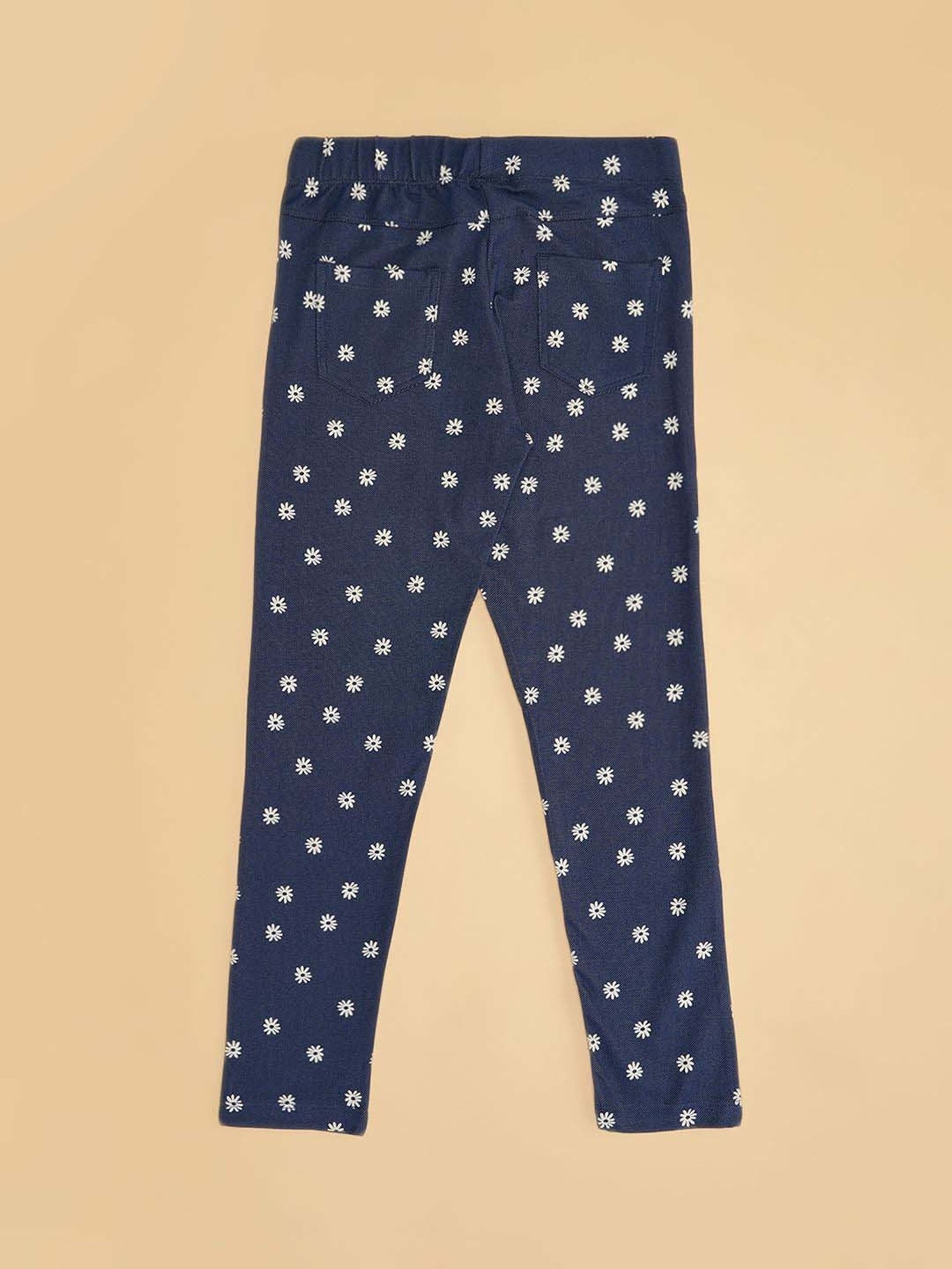 Pantaloons Junior Indigo Blue Cotton Floral Print Leggings