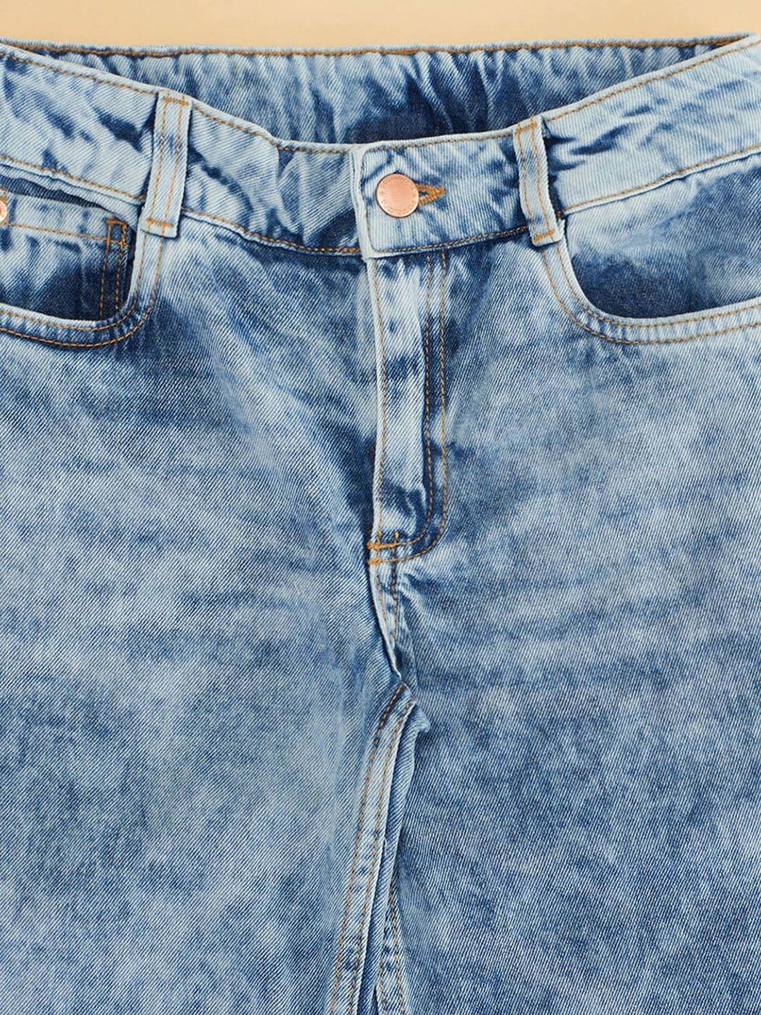 Pantaloons Junior Blue Cotton Printed Jeans