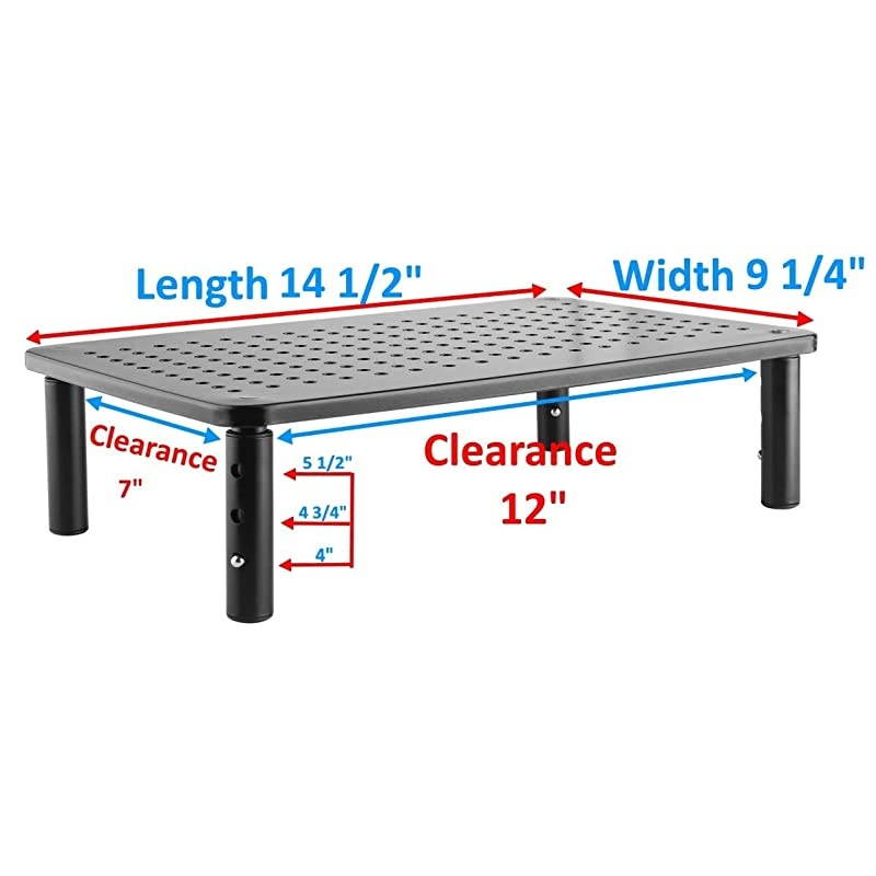 Pack Premium Laptop PC Monitor Stand with Sturdy, Stable Black Metal Construction. Fashionable Riser Height Adjustable with Non-Skid Rubber. Perfect for Computer Monitor iMac Stand or Computer Shelf
