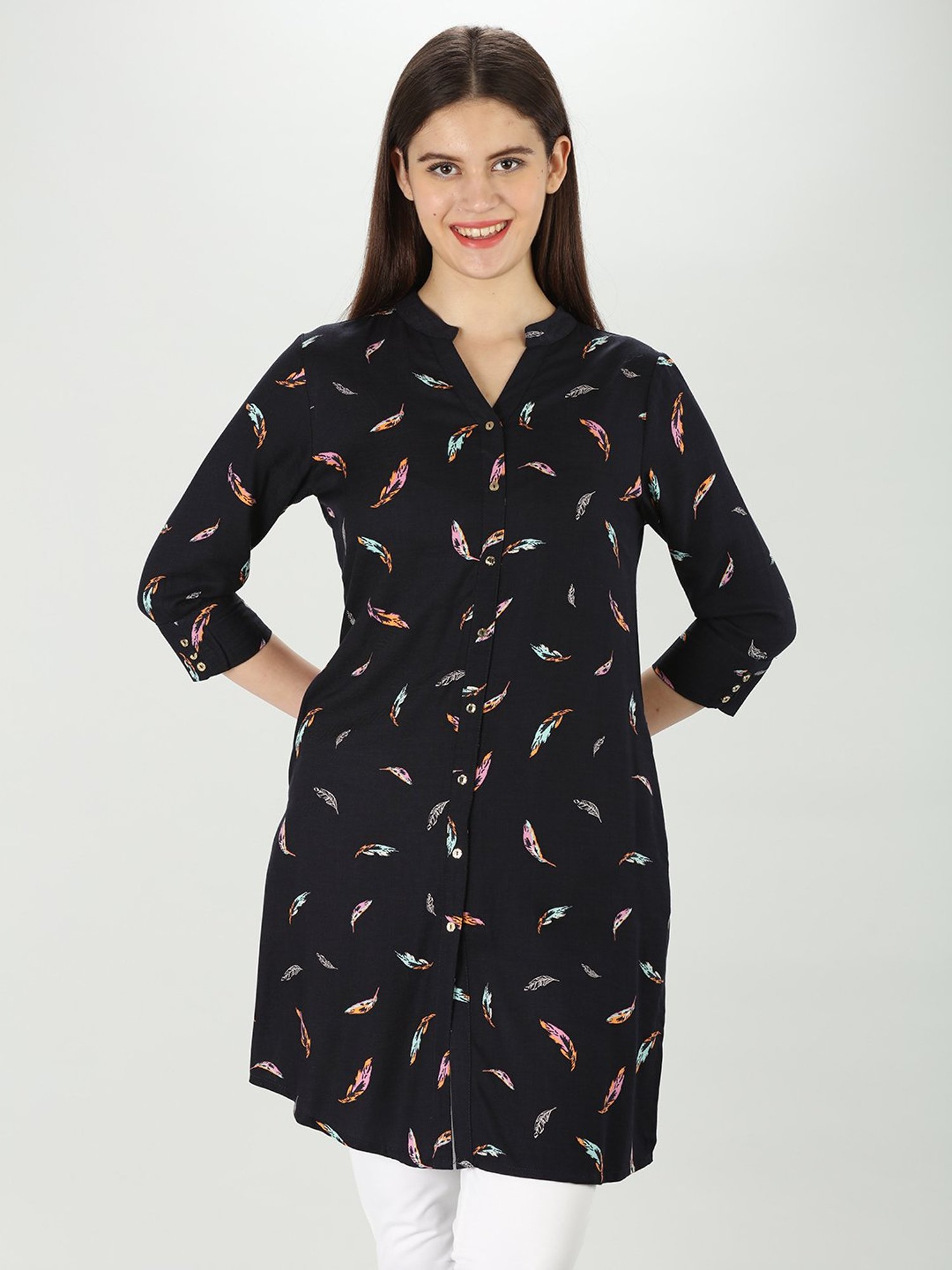 Mustard Navy Printed Shirt