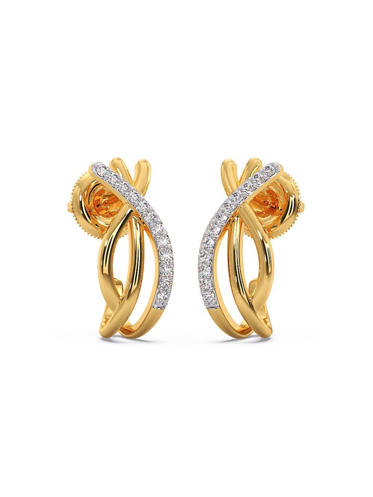 Candere by Kalyan Jewellers Peacock Collection 18k Yellow Gold Diamond Hoop Earrings for Women