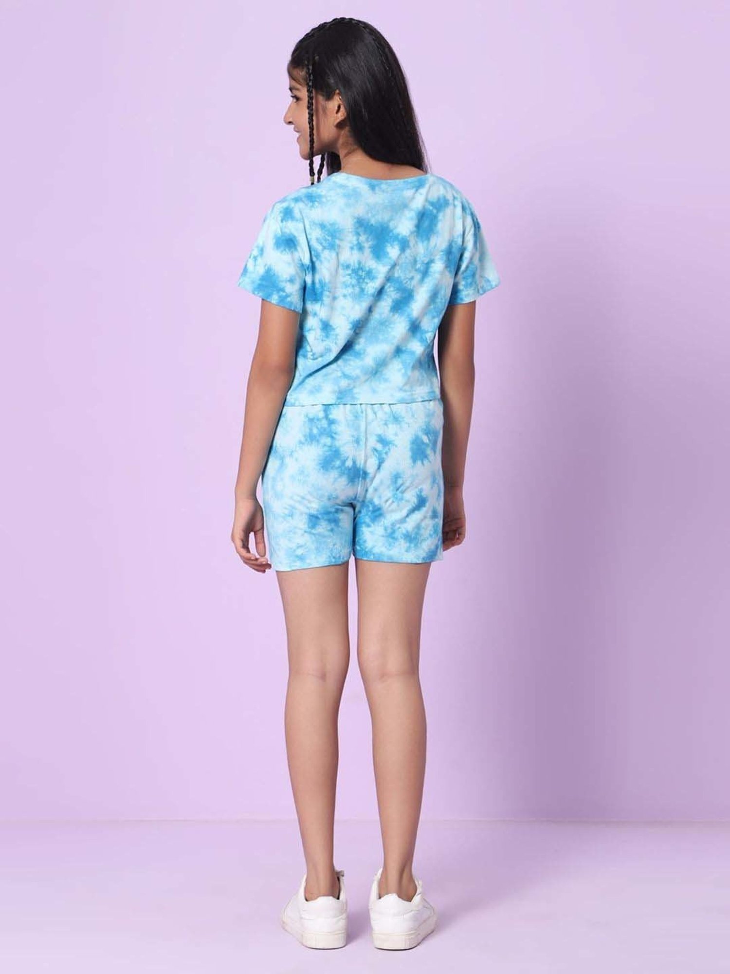 TeenTrums Kids Blue Cotton Over Dyed T-Shirt Set