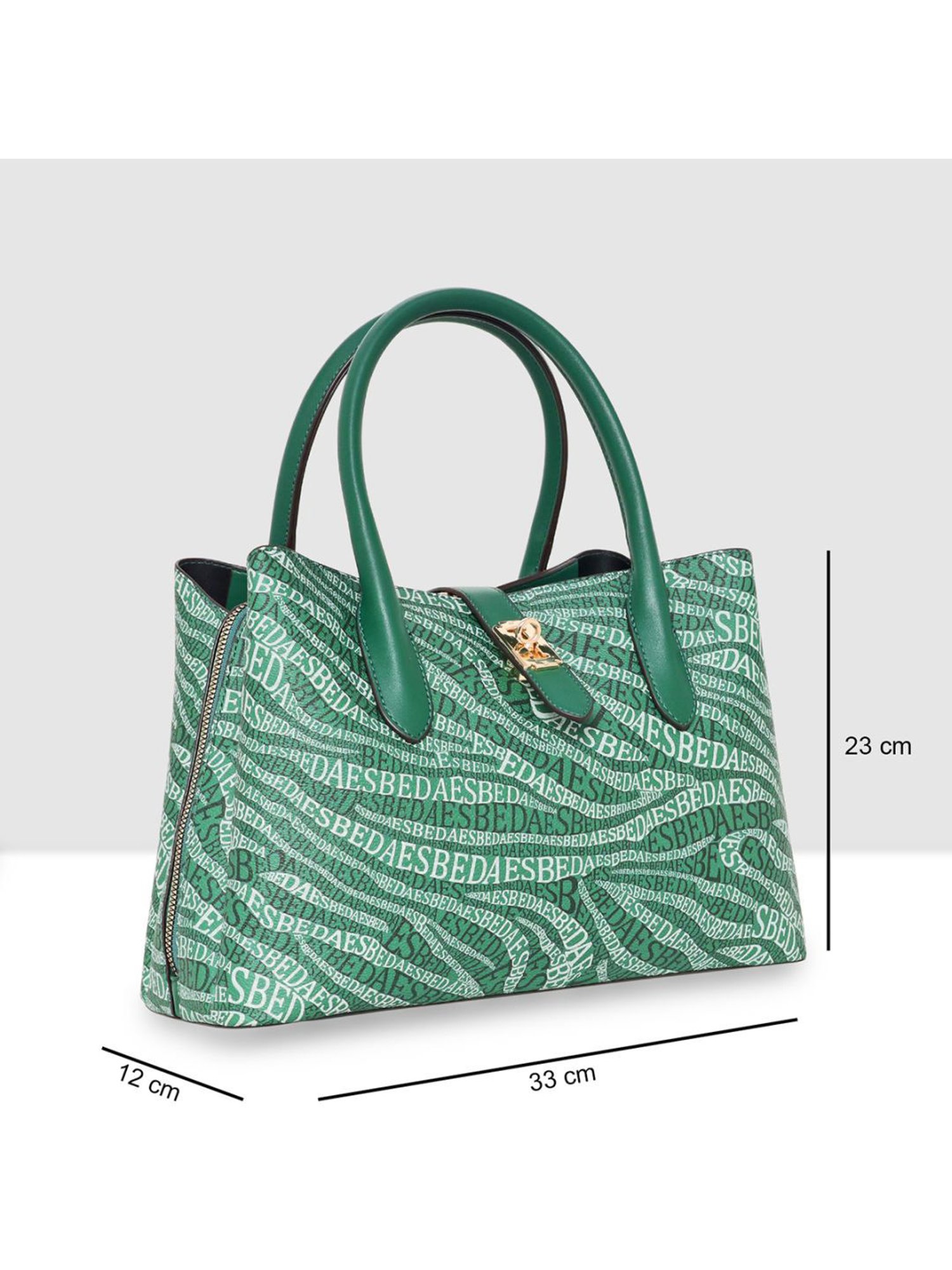 Esbeda Green PU Printed Handbag