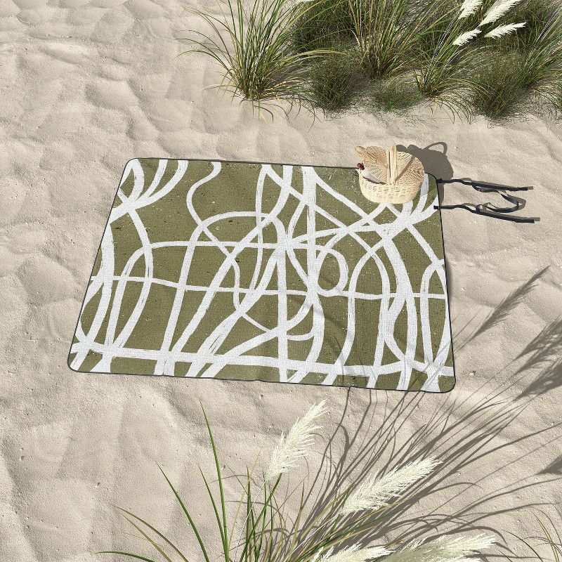 Ninola Design Japandi Minimal Marker Beige Picnic Blanket - Deny Designs
