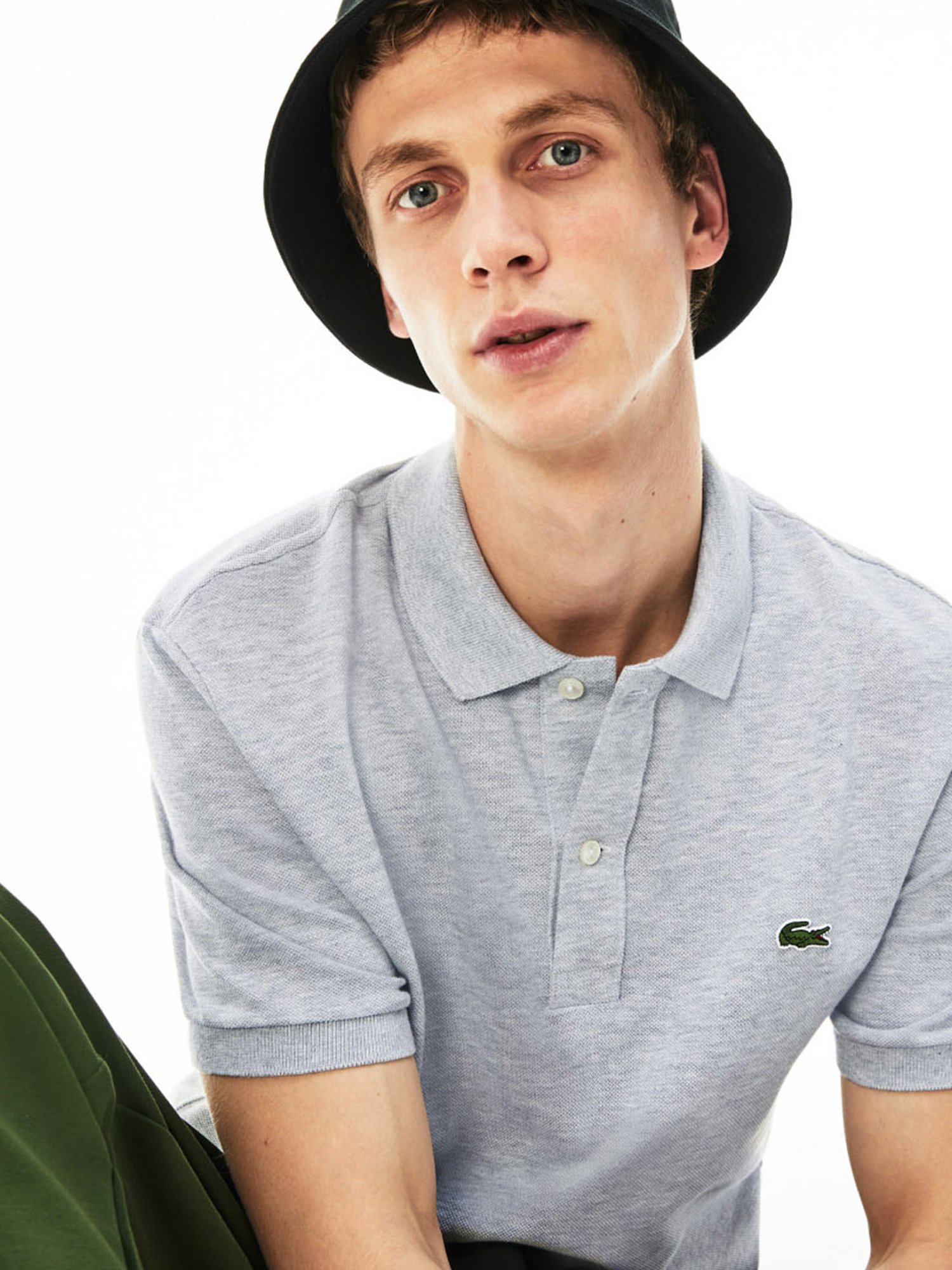 LACOSTE Grey Melange Cotton Slim Fit T-Shirt