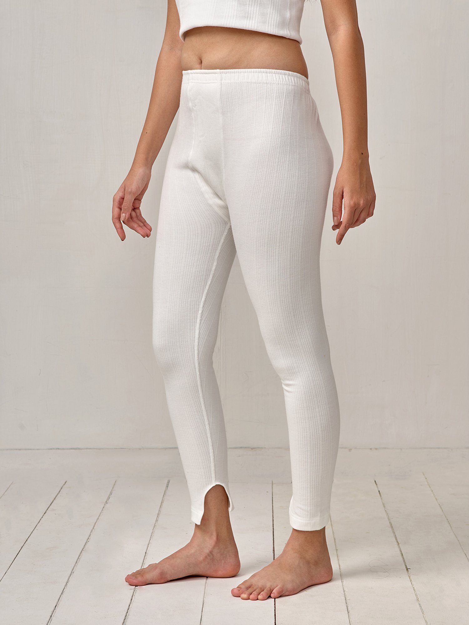 LUX Inferno Grey & Off-White Striped Thermal Leggings - Pack Of 2