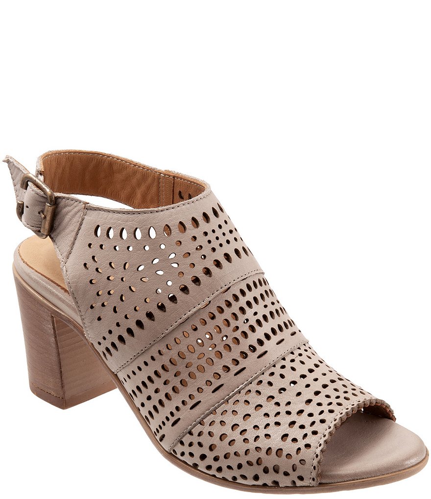 Bueno Upton Perforated Leather Block Heel Sling Sandals