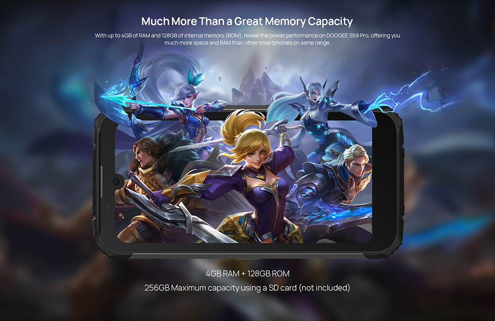 DOOGEE S59 Pro Unlocked Rugged Smartphone 10050mAh Battery 4GB + 128GB Unlocked Cell Phones 2W Loud Speaker 16MP Camera Android 10 5.71" Screen Helio P22 Waterproof Phone Face Fingerprint Unlocking