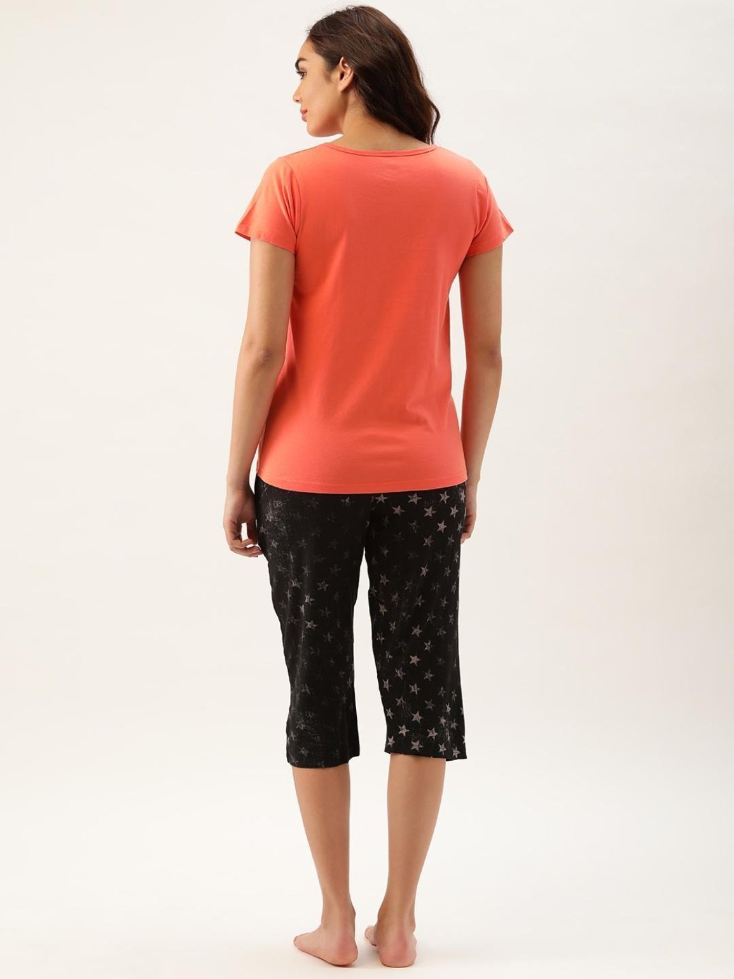 Clt.s Orange Graphic Print Capri Set