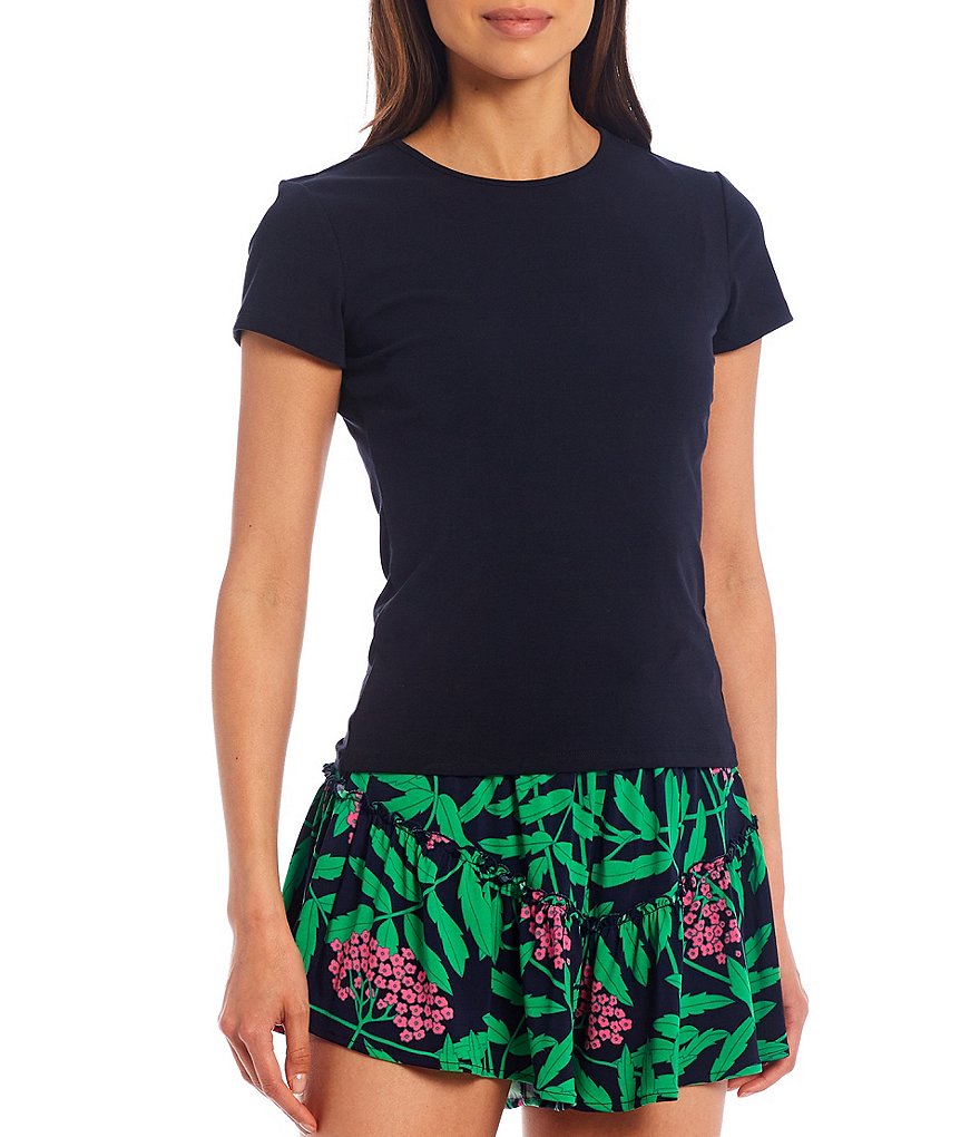 Julie Brown Alro Short Sleeve Coordinating Round Neck Knit Top