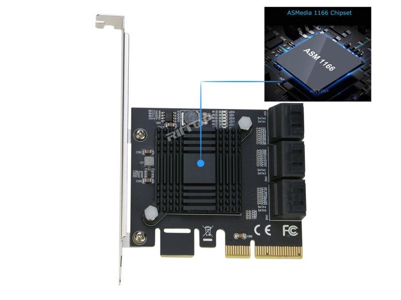 SATA iii Card 6 Port PCI-e Express x4 to SATA 6Gbps Expansion Controller Card Adapter, Come with Low Profile Bracket and SATA Cable