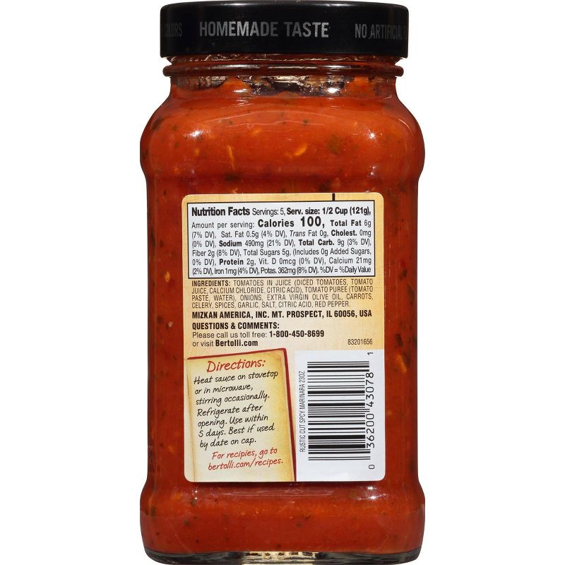 Bertolli Rustic Cut Pasta Sauce Spicy Marinara with Traditional Vegetables - 24oz