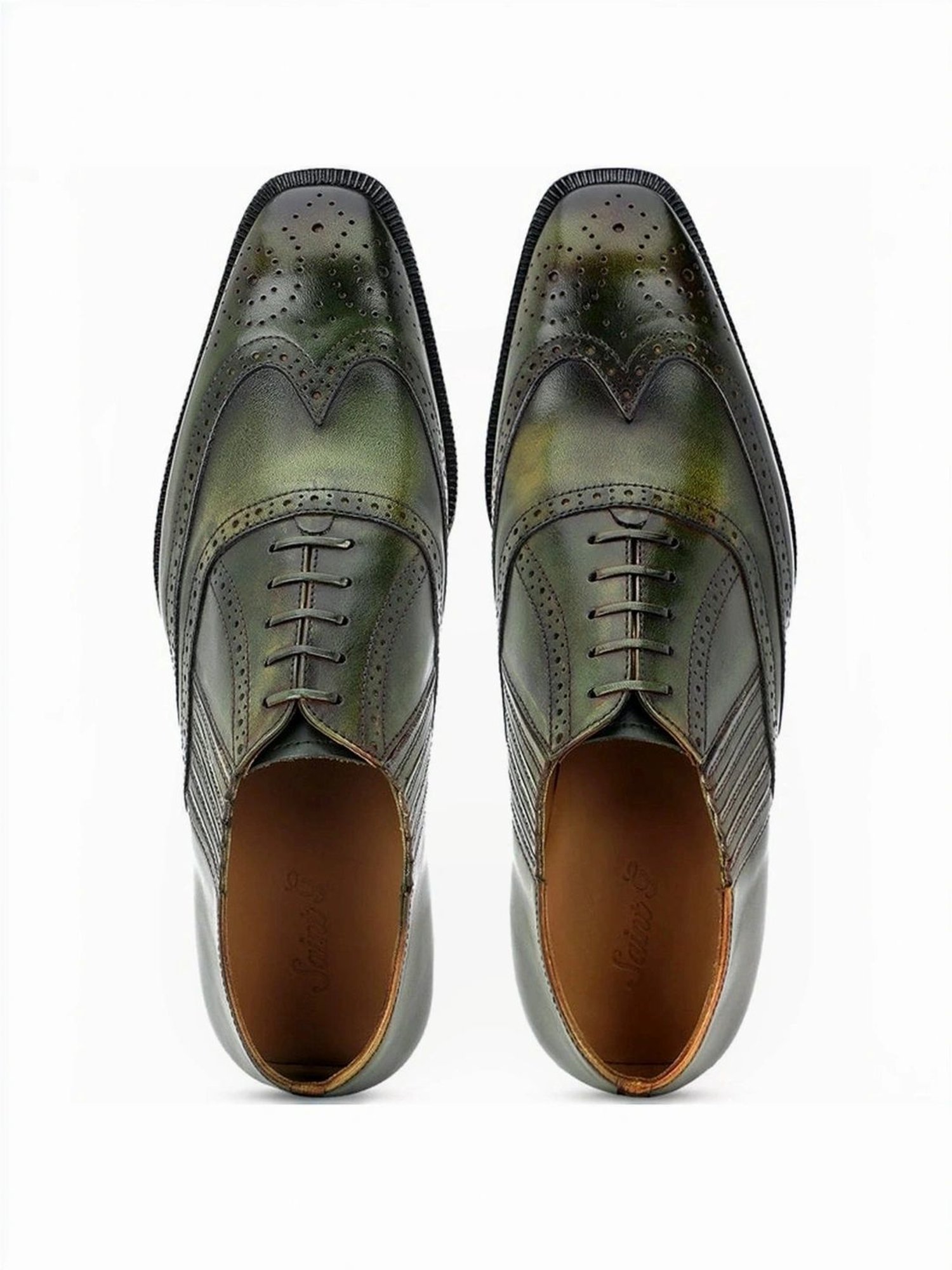 Saint G Men's Vincenzo Olive Brogue Shoes
