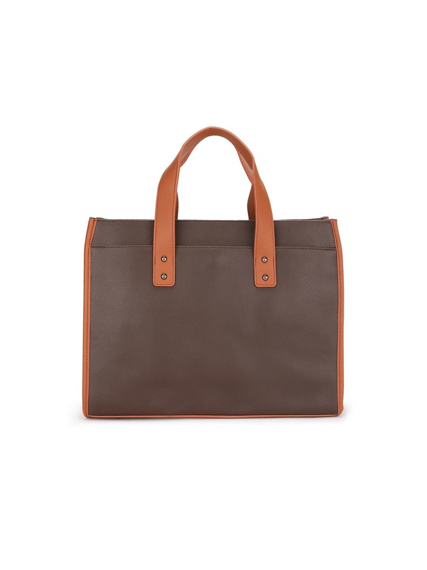 Tyra Emily Brown Solid Faux Leather Tote Handbag