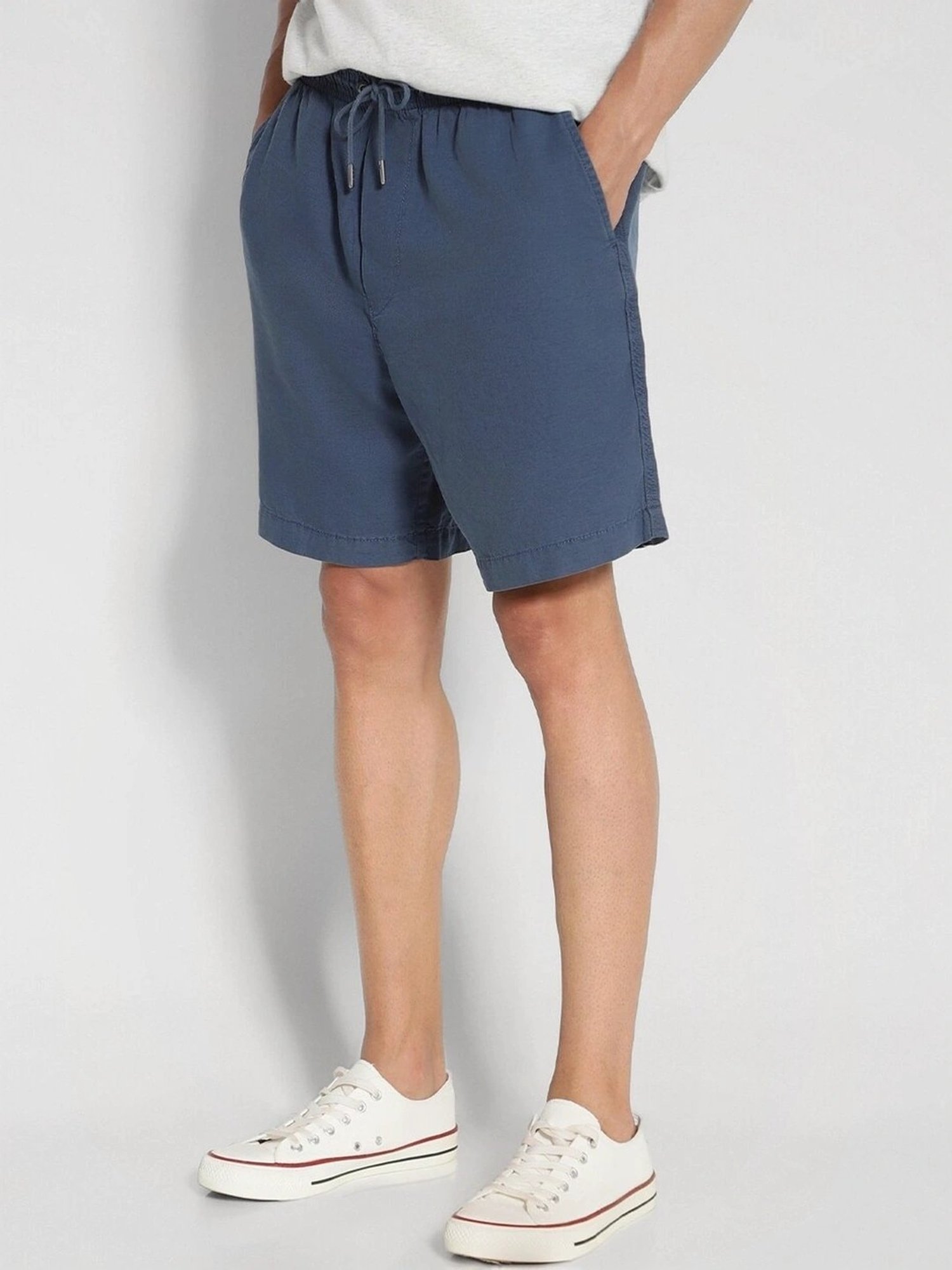 American Eagle Blue Cotton Regular Fit Shorts