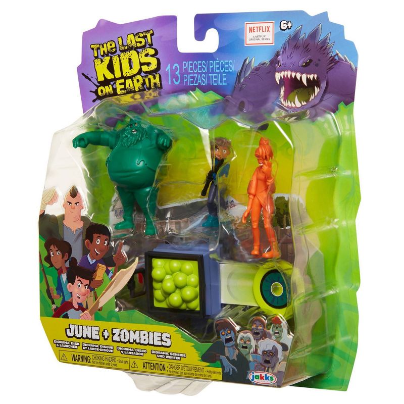 The Last Kids on Earth June Action Figure 2.5" - Hero Pack Playset with 2 Zombies & Disk Launcher