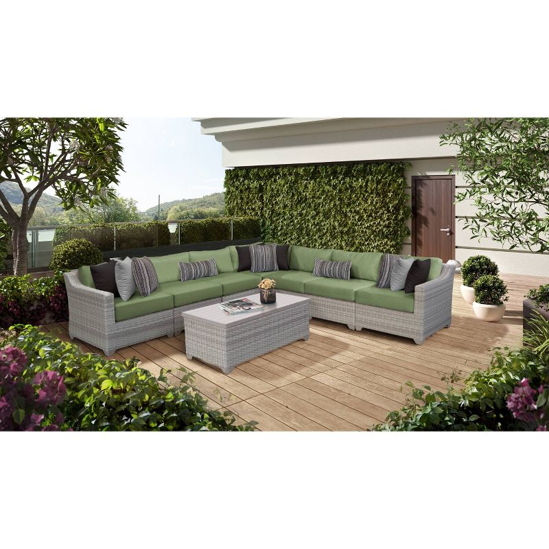 Fairmont 8pc Patio Sectional Seating Set with Cushions - Cilantro - TK Classics
