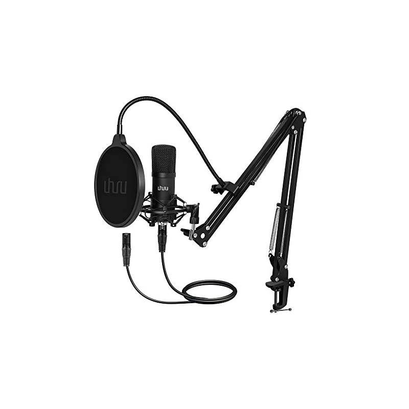 XLR Condenser Microphone,  Professional Vocal Cardioid Microphone Kit with Boom Arm, Shock Mount, Pop Filter, Windscreen and XLR Cable, for Broadcasting,Recording,Podcasting and YouTube(XM-900)