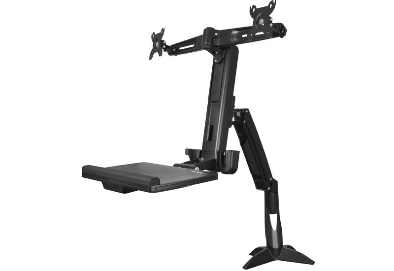 StarTech.com Sit Stand Dual Monitor Arm - For Two Monitors up to 24in - Dual Monitor Mount - Sit Stand Workstation - Height Adjustable