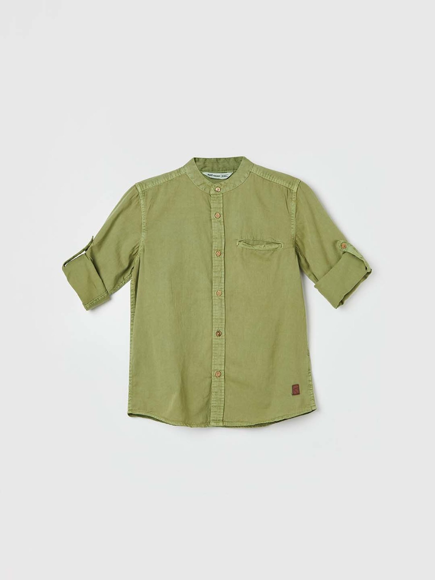 Fame Forever by Lifestyle Kids Olive Cotton Regular Fit Full Sleeves Shirt