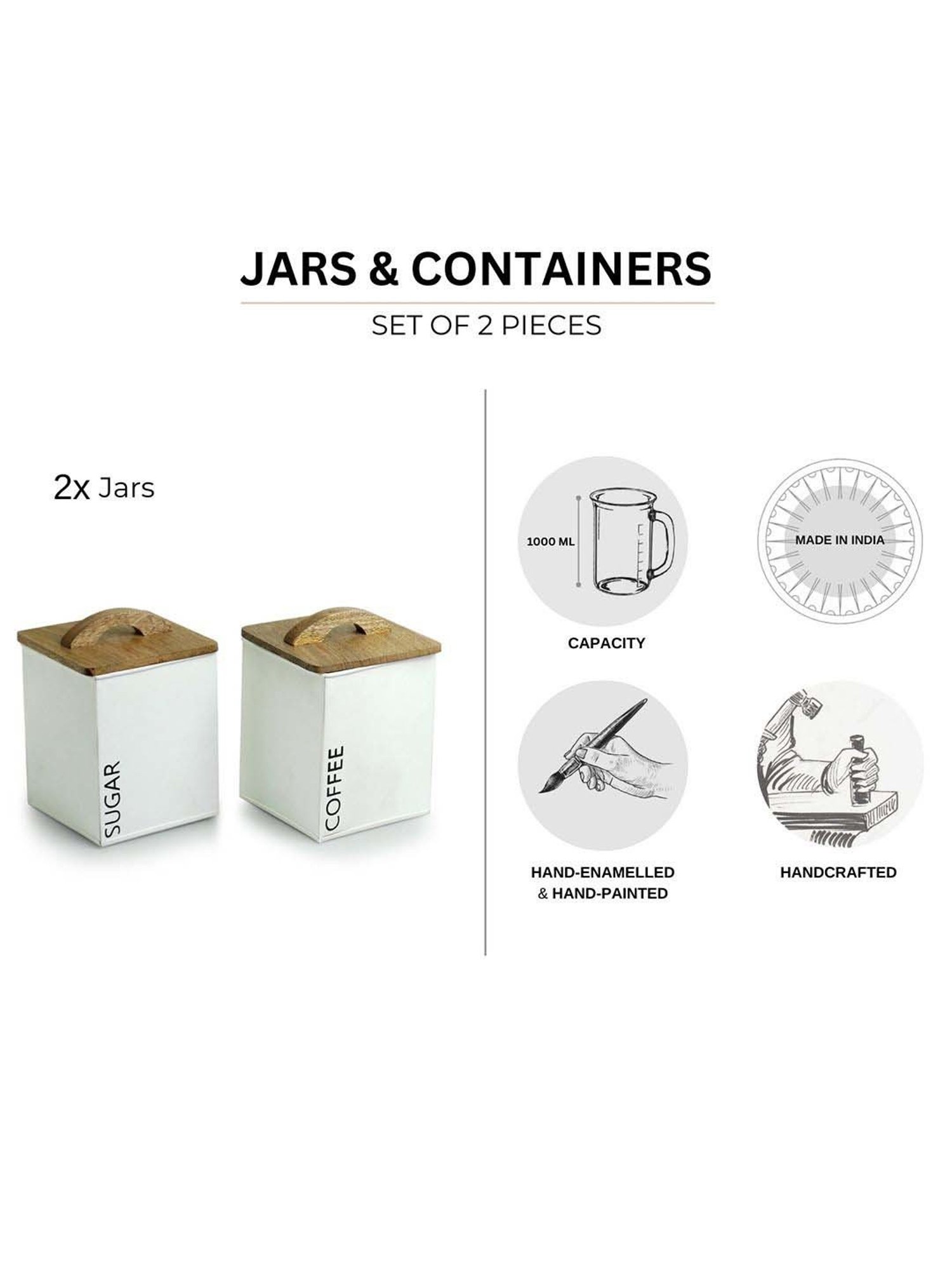 ExclusiveLane White & Light Brown Iron Cuboidal Multi Utility Jars & Containers