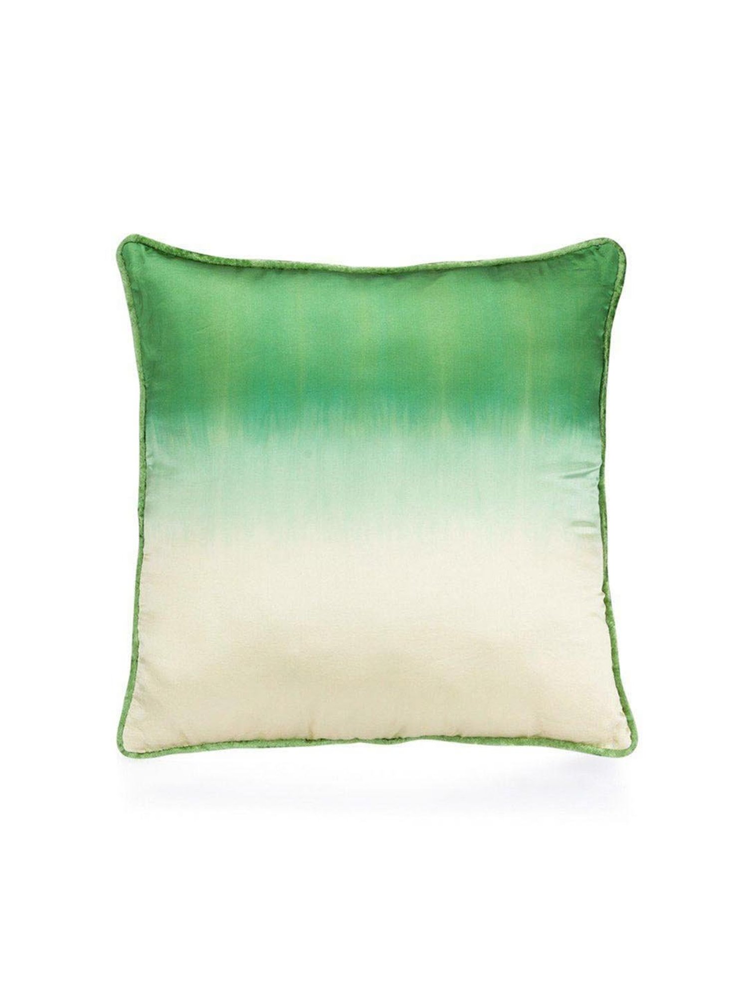 Home4U Myra Beige & Green Silk Cushion Cover - Set of 1