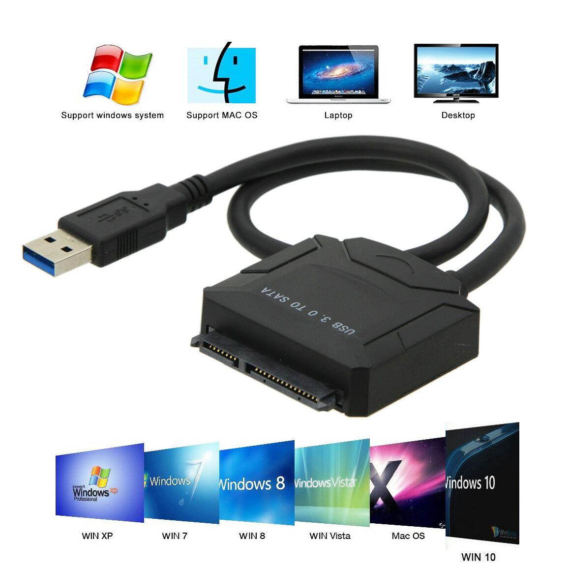 New USB 3.0 to 2.5" SATA Cable HDD SSD Hard Drive Adapter Cable Windows 10 Mac OS