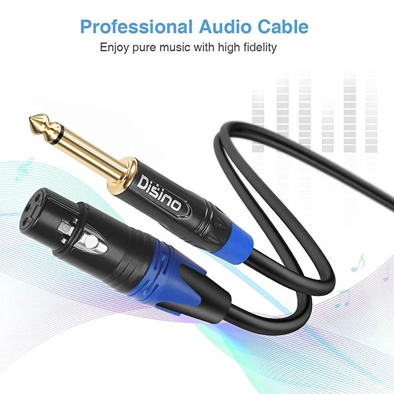 Female XLR to 1/4 Inch (6.35mm) TS Mono Jack Microphone Cable, Unbalanced 3 Pin XLR Female to Quarter inch TS Plug Mic Cord for Dynamic Microphone - 16.6 Feet/5 Meters