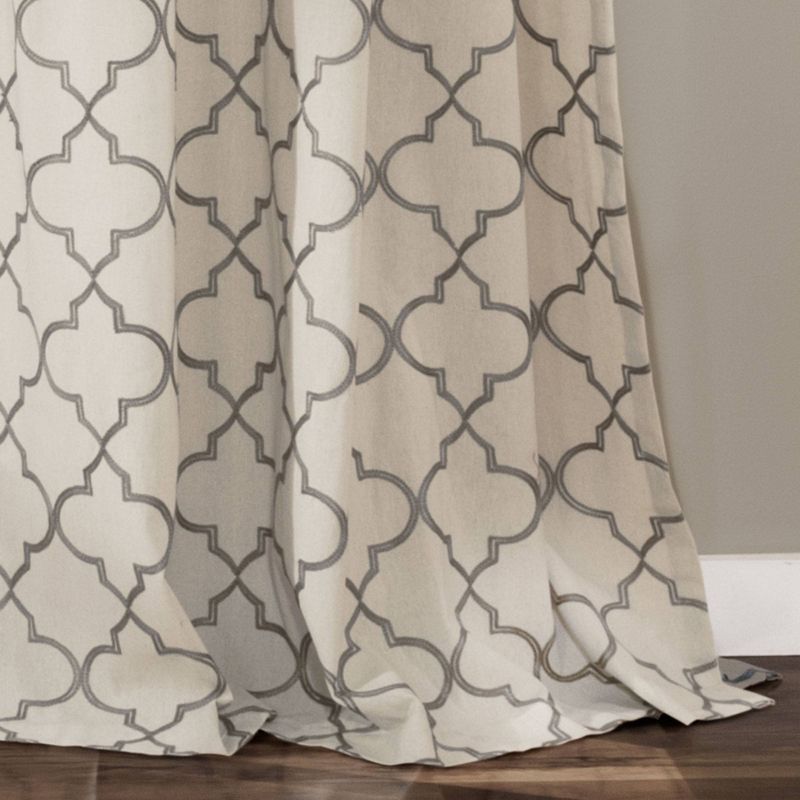 Set of 2 84"x54" Geo Trellis Window Curtain Panel Gray - Lush Décor