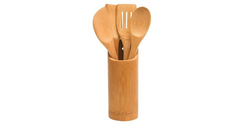 Lipper International Bamboo Tool Holder with 4 Tools