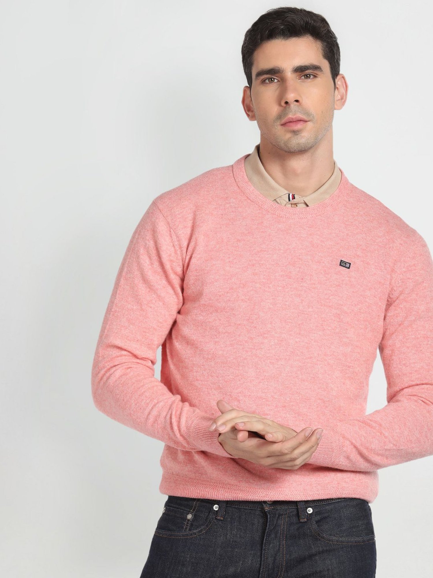 Arrow Sport Soft Pink Regular Fit Sweater