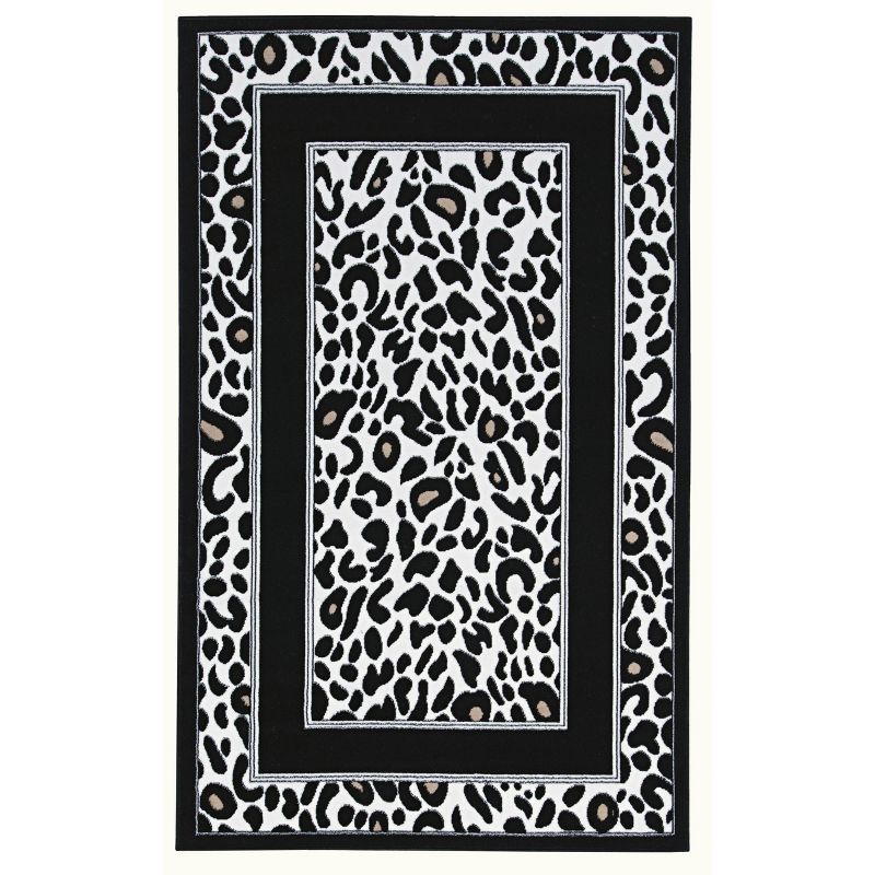 4'8"x7'6" Capri Leopard Rug Black/White - Linon