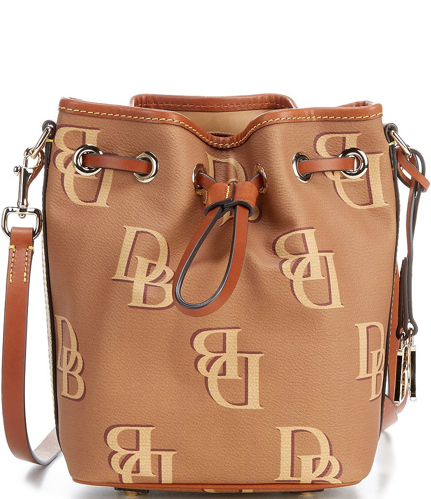 Dooney & Bourke Signature Monogrammed Collection Small Drawstring Bucket Bag