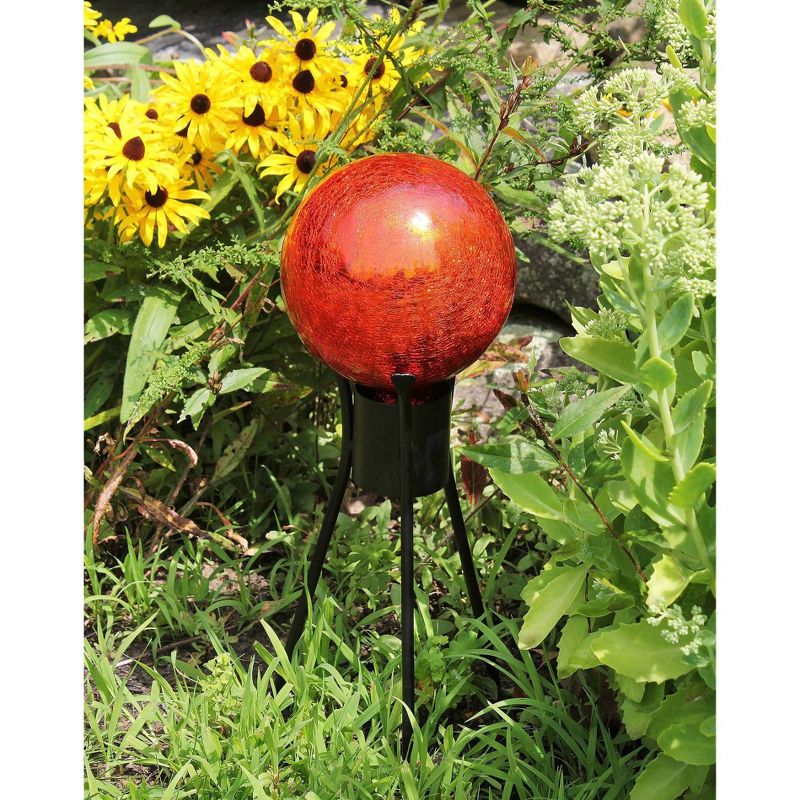 13.5" Iron Trestle II Gazing Globe Ball Stand Black - ACHLA Designs