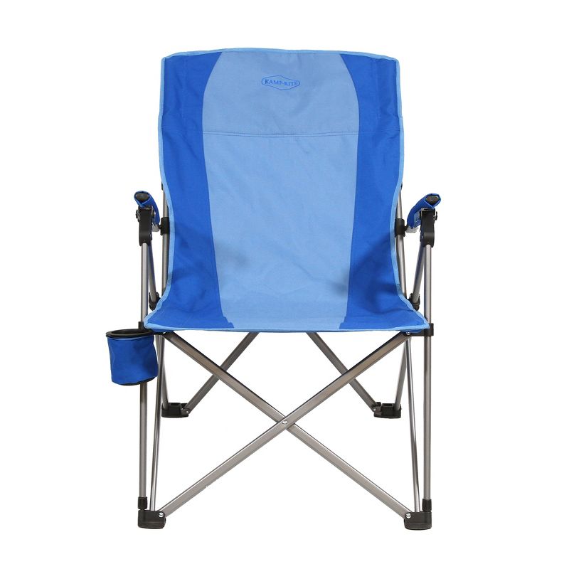 Kamp-Rite KAMPCC136 3 Position Reclining Hard Arm Outdoor Camping Folding Chair with Swing Away Cupholders, 2 Tone Blue