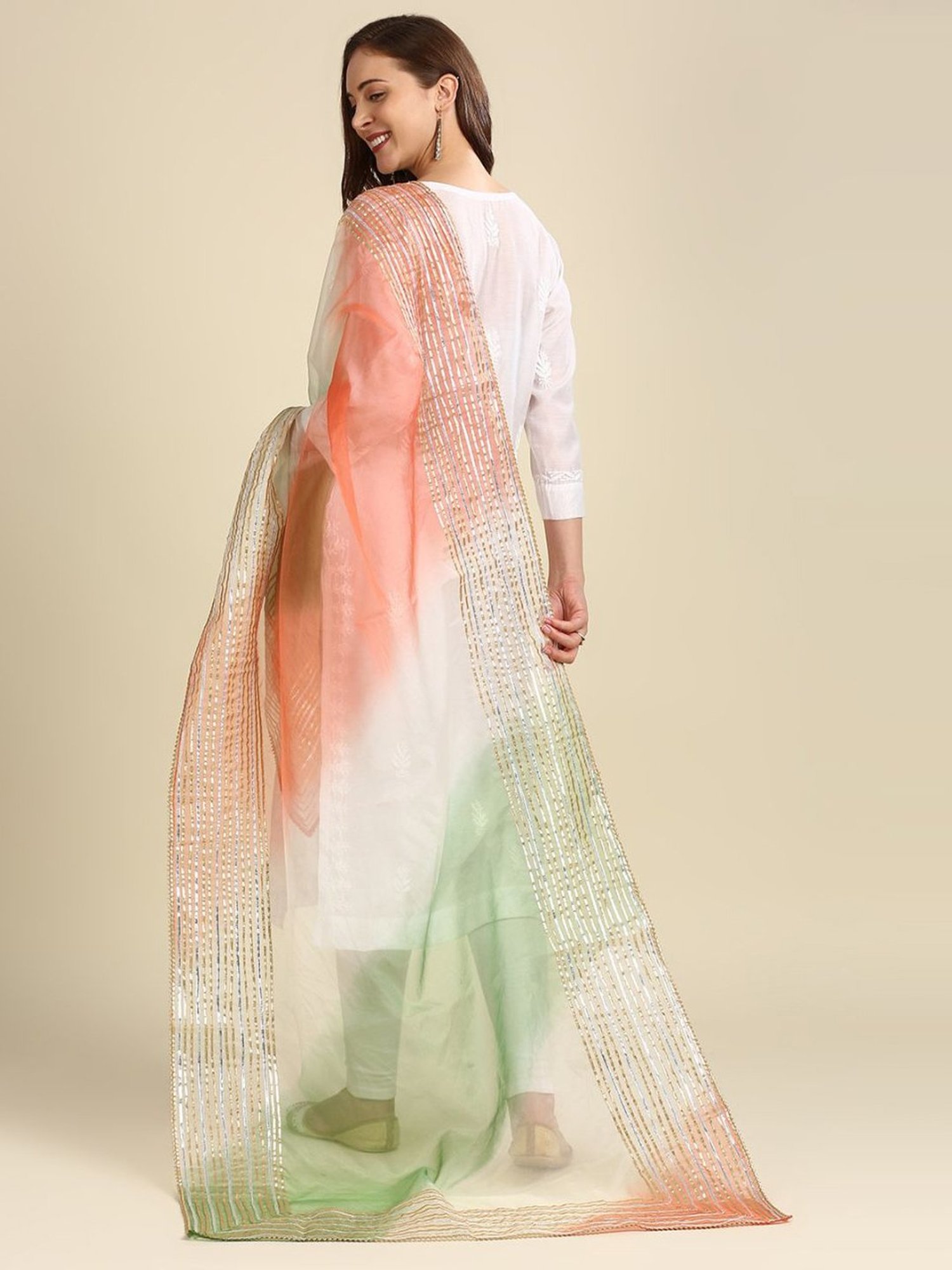 Dupatta Bazaar White Zari Work Dupatta