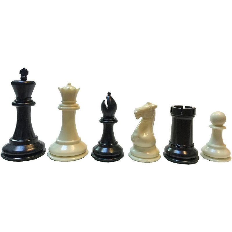 WE Games Tournament Staunton Triple Weighted Plastic Chessmen in Black & Cream - 3.75 in. King