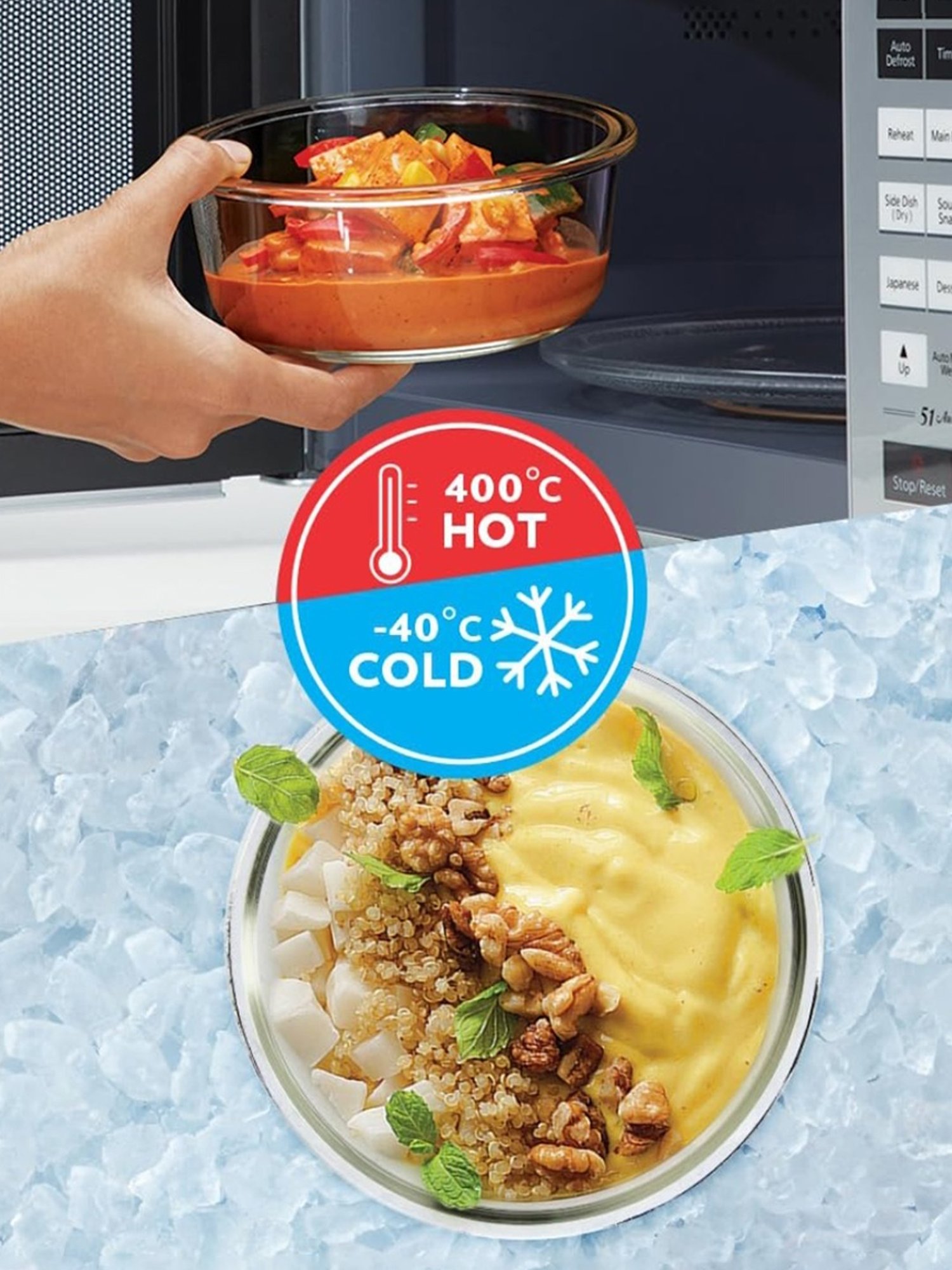 Borosil Alfa Glass Lunch Box Set of 2 (Green, 400 ml)