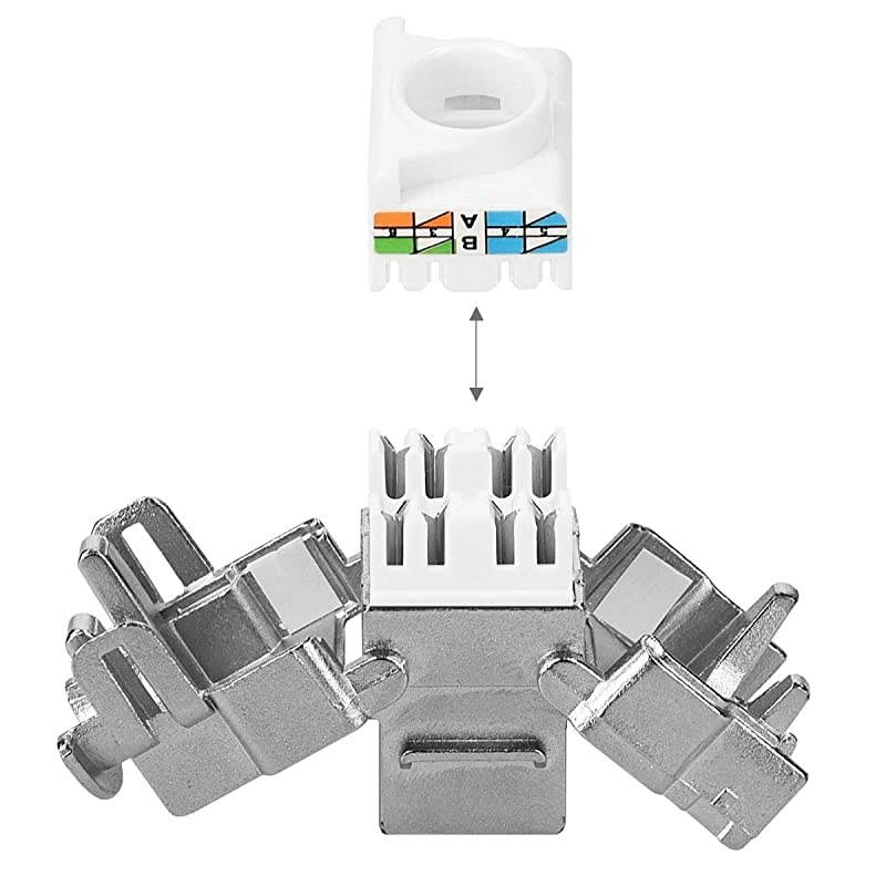 Keystone Module Jacks 6 Piece CAT6A Shielded Keystone Jack RJ45 Cat 6A Ethernet Module 10 Gbit with Shielded Metal Housing