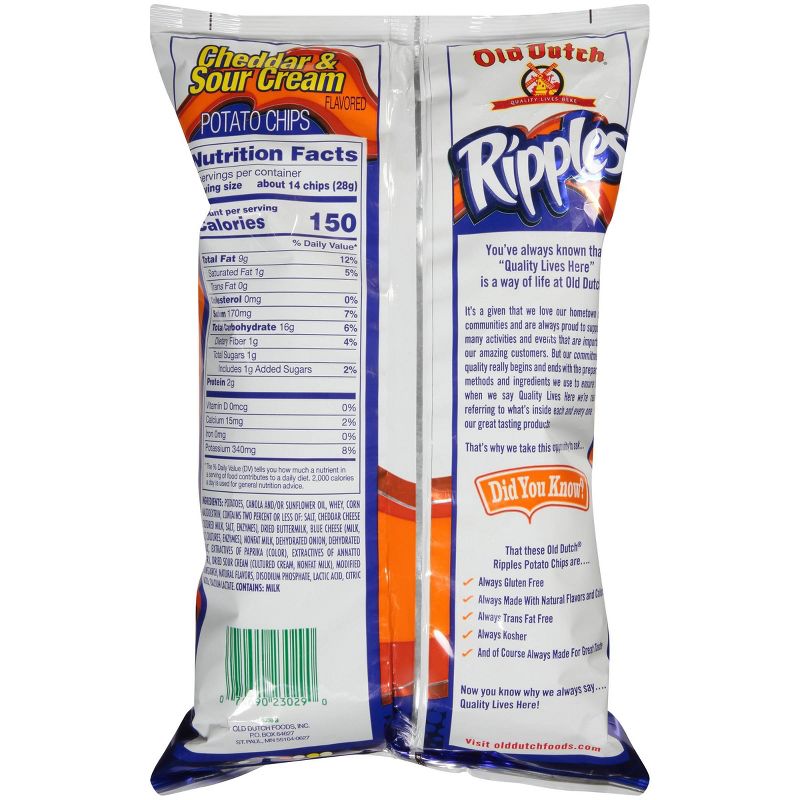 Old Dutch Ripples Cheddar Sour Cream Potato Chips - 8oz