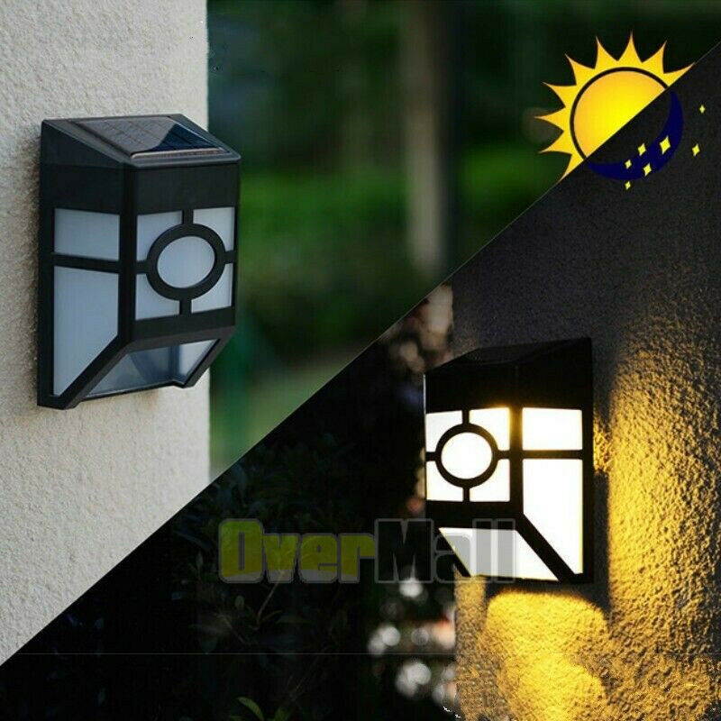 Solar Fence Light Dusk to Dawn LED Outdoor Lighting Sconce Wall Mount Landscape