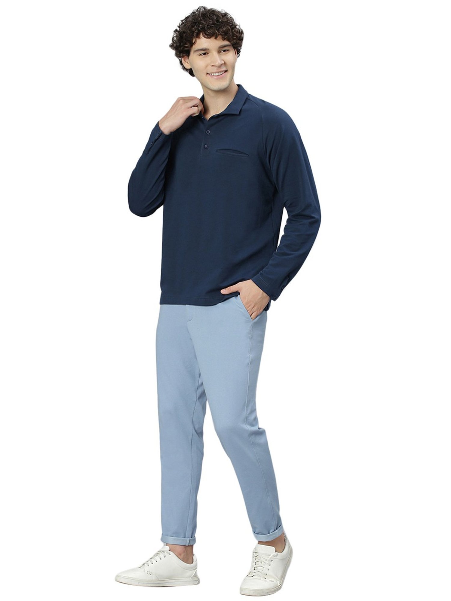 Slowave Navy Regular Fit Polo T-Shirt