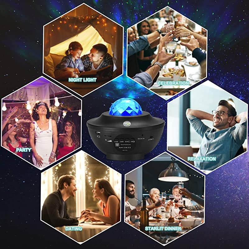 Star Projector Starry Projector Light with 21 Lighting Modes with Remote Controlamp Builtin Music Player Ocean Wave Star Projector As Gifts Decor Birthday Party Wedding Bedroom Living