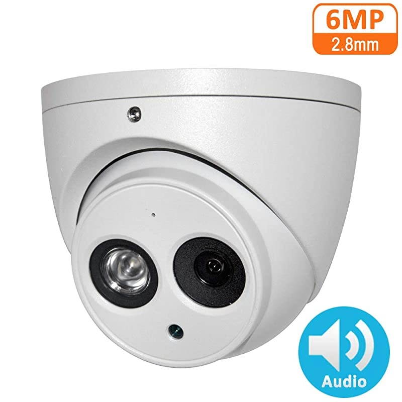 POE IP Camera IPCHDW4631CA 28mm Indoor Outdoor Dome Security Camera with Audio Builtin Mic IR Night Vision 50m H265 IP67 WDR 3D DNR