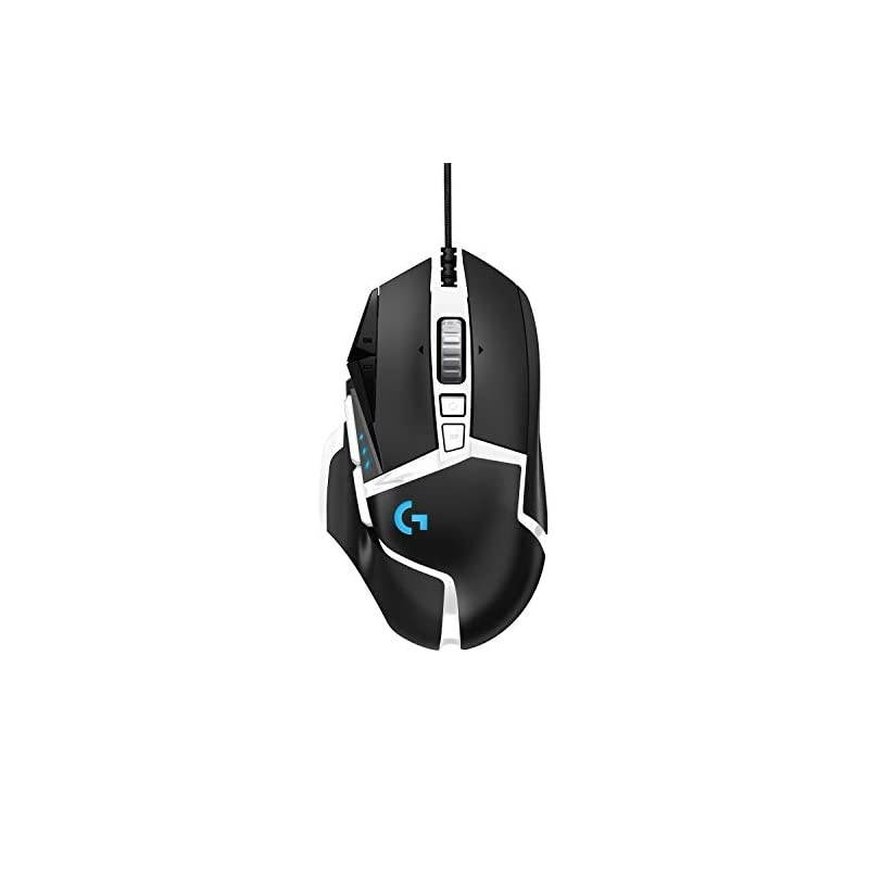 G502 Hero High Performance Gaming Mouse Special Edition, Hero 16K Sensor, 16 000 DPI, RGB, Adjustable Weights, 11 Programmable Buttons, On-Board Memory, PC/Mac - German Pack - Black/White